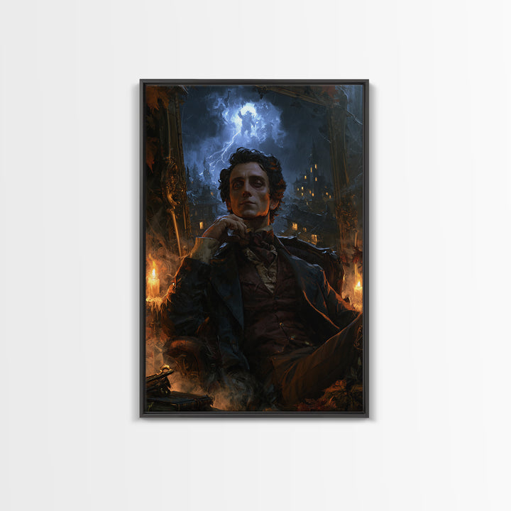 The Halloween Storm, Victorian Gothic Art, Vertical Wall Art, Canvas Print, Gothic Wall Decor, Halloween Portrait Art, Gothic Home Decor