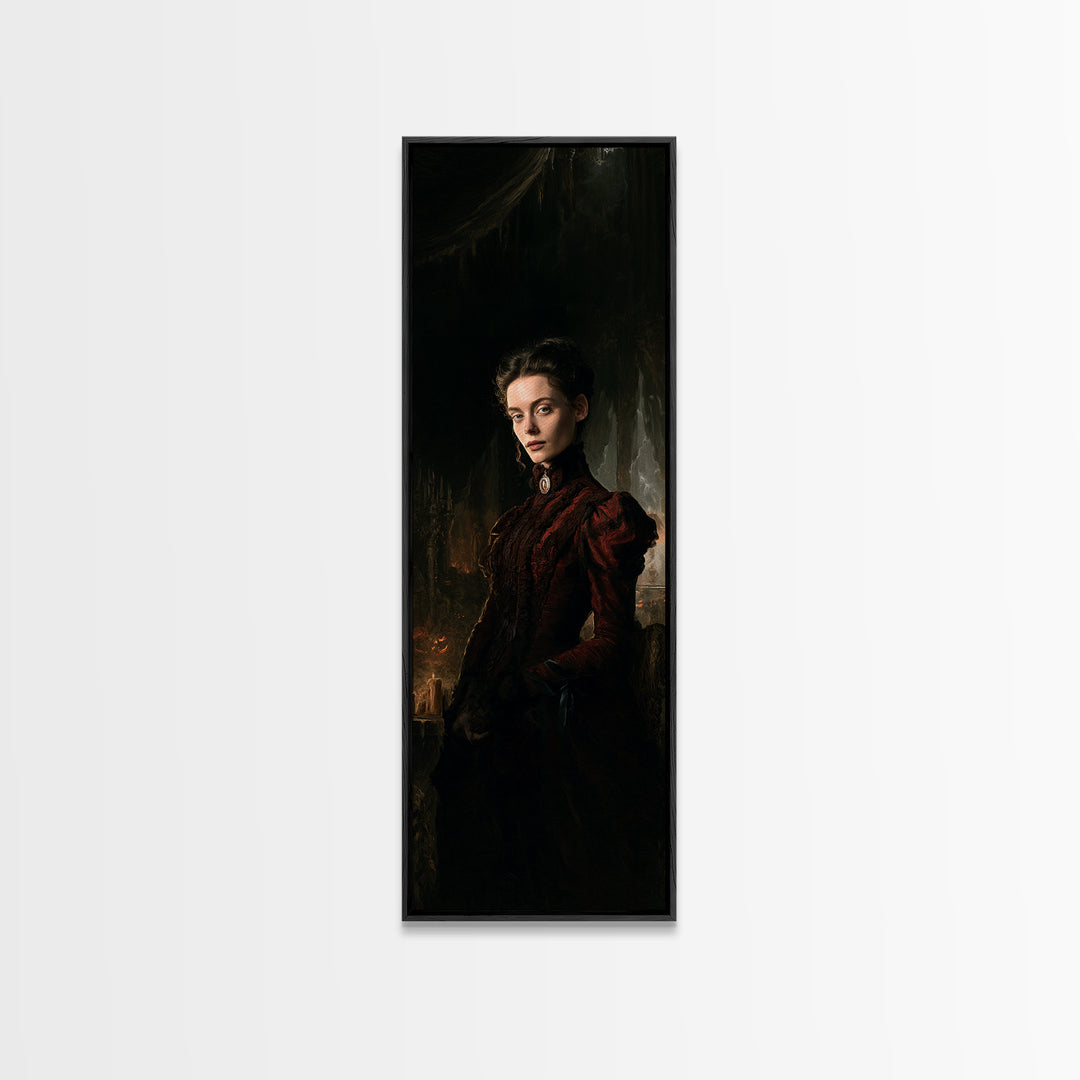 The Halloween Storm, Dark Academia Wall Art, Tall Narrow Wall Art, Framed Canvas Print, Gothic Wall Decor, Halloween Portrait Art