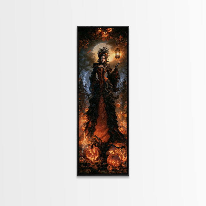 The First Frost Awakening, Victorian Gothic Art, Tall Narrow Wall Art, Framed Canvas Print, Gothic Wall Decor, Halloween Portrait Art