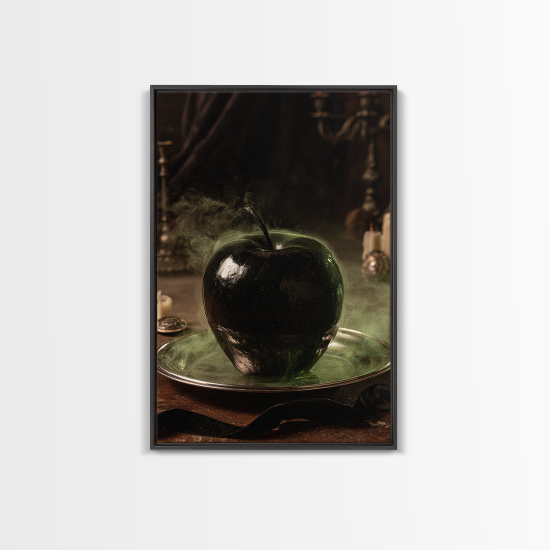 The Poisoned Apple, Antique Gothic Portrait, Vertical Wall Art, Canvas Print, Gothic Wall Decor, Halloween Portrait Art