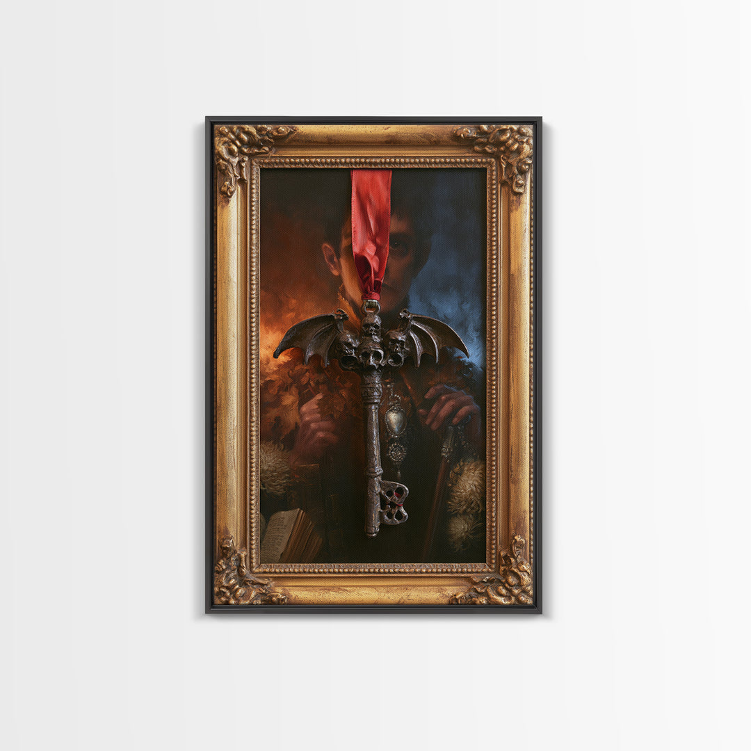 The Coffin Key, Macabre Victorian Decor, Vertical Wall Art, Canvas Print, Gothic Wall Decor, Halloween Portrait Art, Halloween Decor
