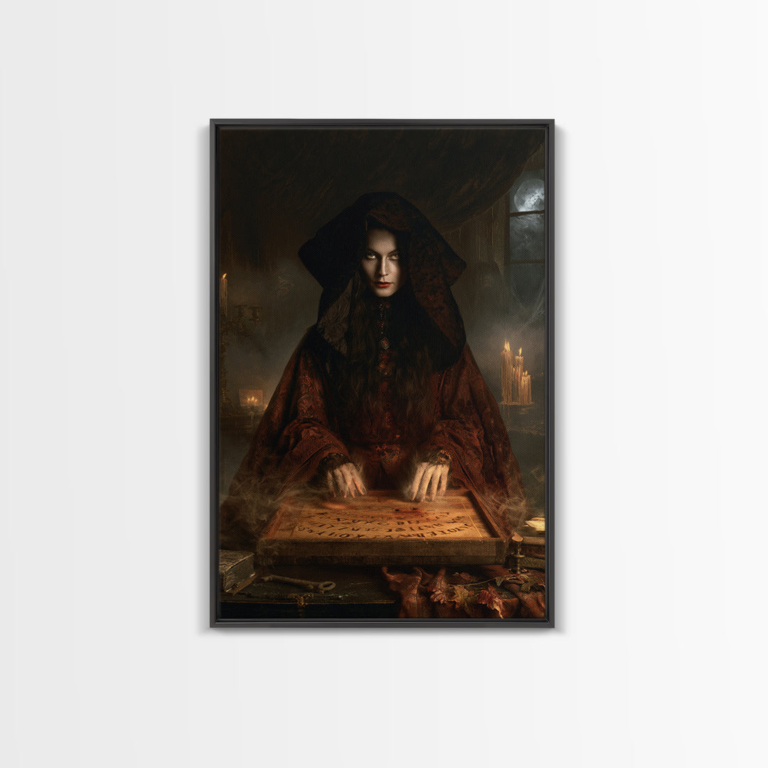 The Antique Spirit Board, Victorian Gothic Art, Vertical Wall Art, Canvas Print, Gothic Wall Decor, Halloween Portrait Art, Horror Wall Art