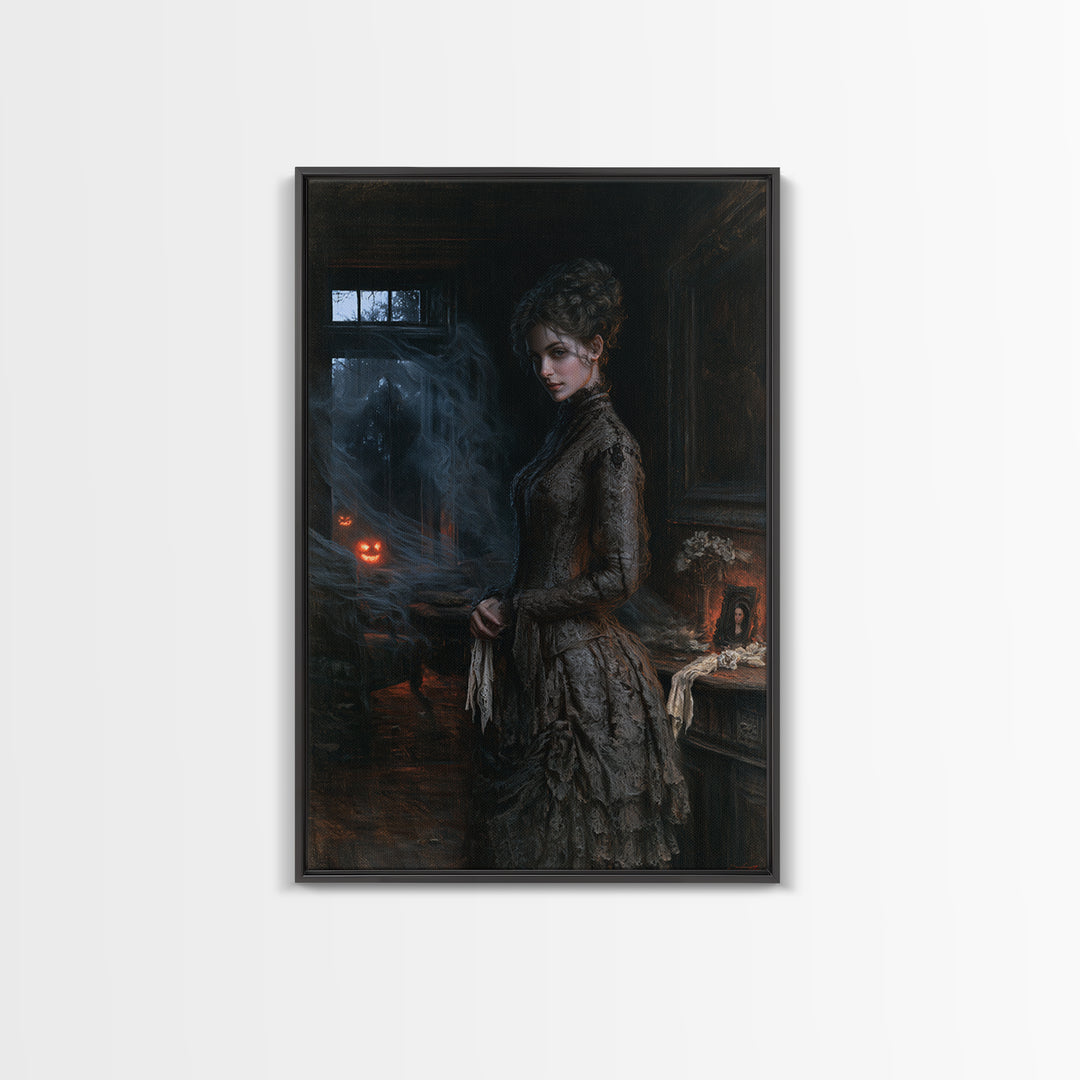 The Haunted Portrait, Antique Gothic Portrait, Vertical Wall Art, Canvas Print, Gothic Wall Decor, Halloween Portrait Art