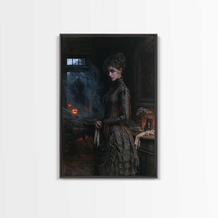 The Haunted Portrait, Antique Gothic Portrait, Vertical Wall Art, Canvas Print, Gothic Wall Decor, Halloween Portrait Art