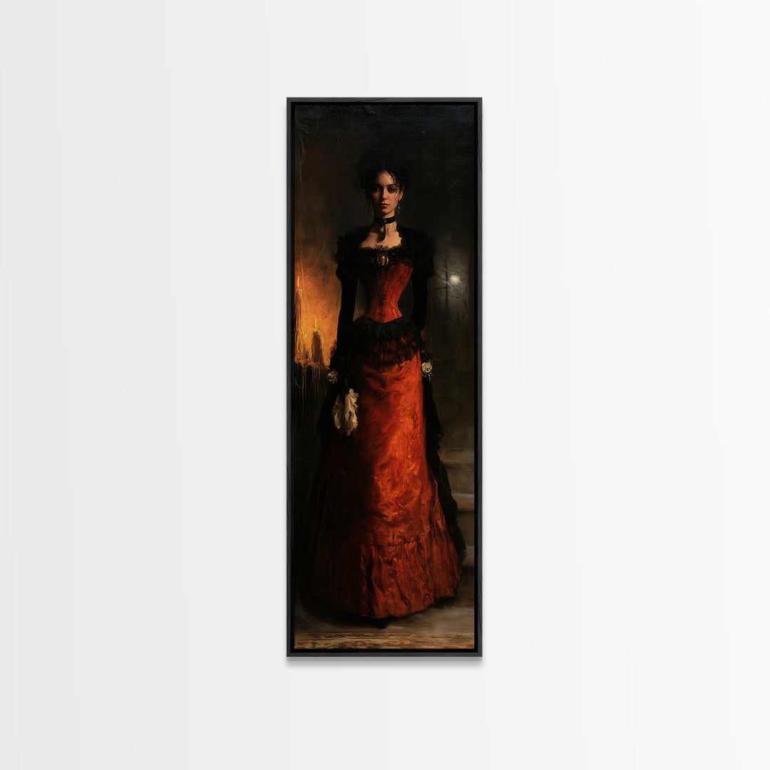 The Haunted Portrait, Victorian Gothic Art, Tall Narrow Wall Art, Canvas Print, Gothic Wall Decor, Halloween Portrait Art