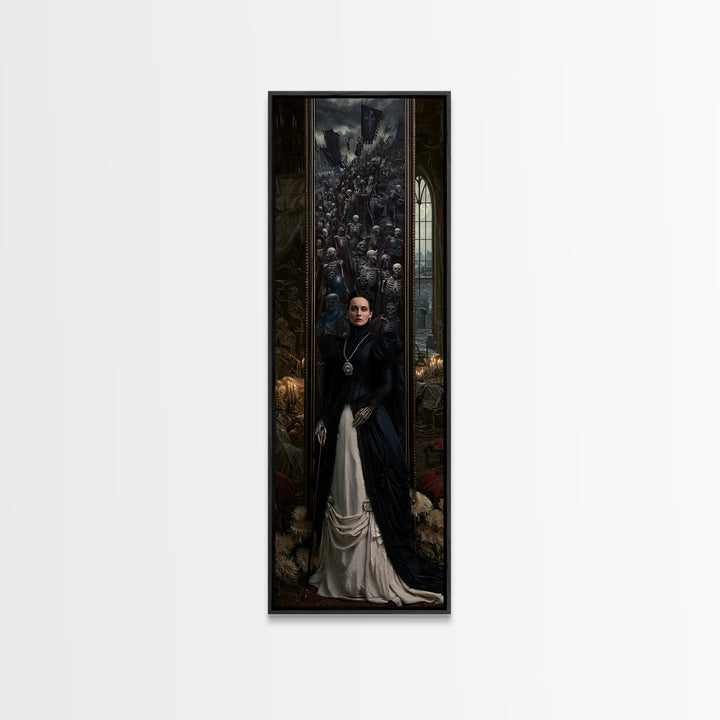 Medieval Danse Macabre, Macabre Victorian Decor, Tall Narrow Wall Art, Canvas Print, Gothic Wall Decor, Halloween Portrait Art