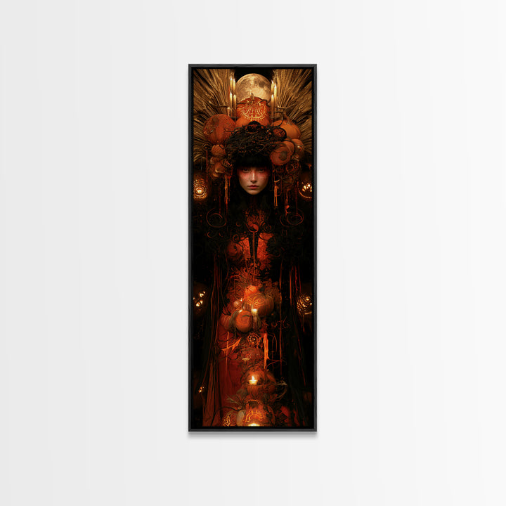Occult Harvest Festival, Victorian Horror Portrait, Tall Narrow Wall Art, Canvas Print, Gothic Wall Decor, Halloween Portrait Art