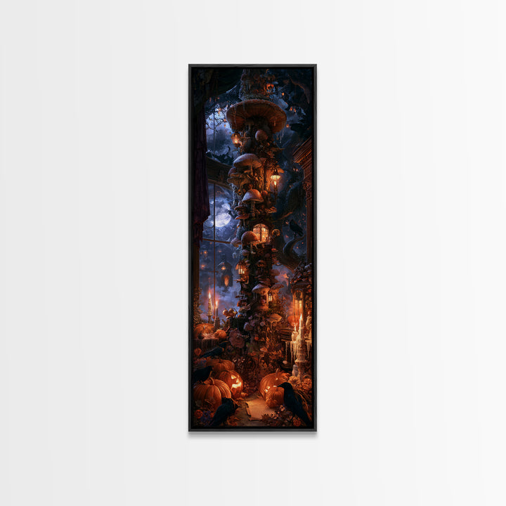 Enchanted Woodland Halloween, Victorian Gothic Art, Tall Narrow Wall Art, Canvas Print, Gothic Wall Decor, Halloween Portrait Art