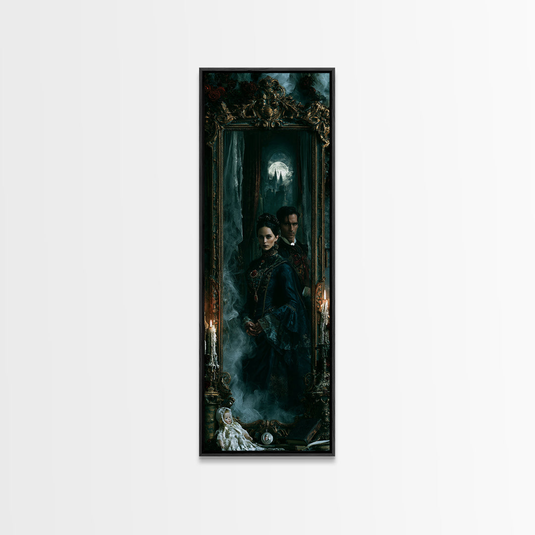 Gothic Romance, Victorian Gothic Art, Tall Narrow Wall Art, Canvas Print, Gothic Wall Decor, Halloween Portrait Art, Gothic Home Decor