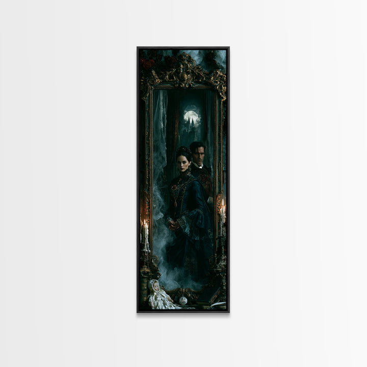 Gothic Romance, Victorian Gothic Art, Tall Narrow Wall Art, Canvas Print, Gothic Wall Decor, Halloween Portrait Art, Gothic Home Decor