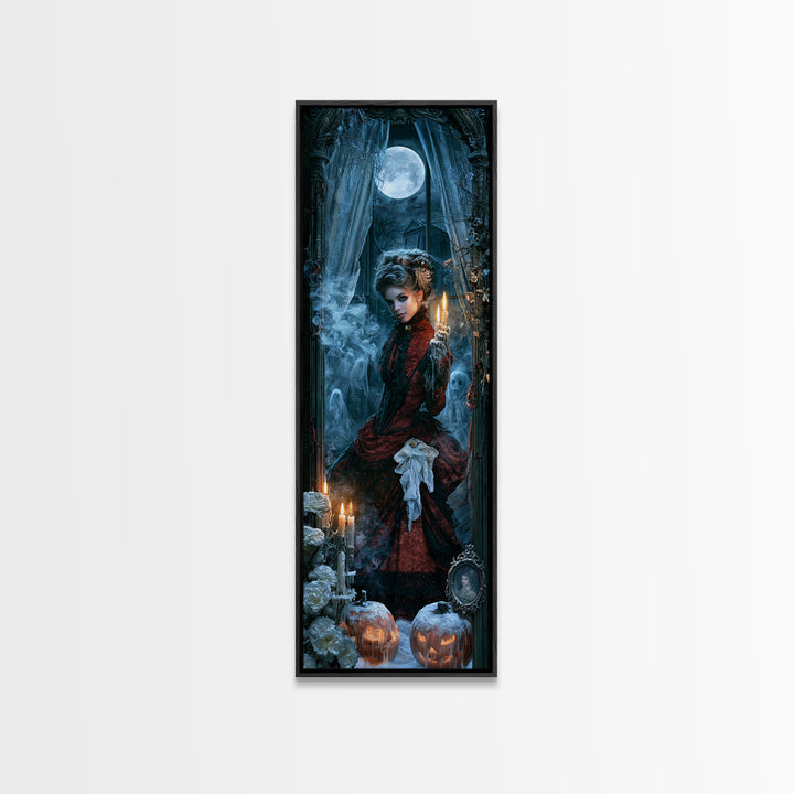Frozen Halloween, Antique Gothic Portrait, Tall Narrow Wall Art, Canvas Print, Gothic Wall Decor, Halloween Portrait Art, Spooky Wall Decor