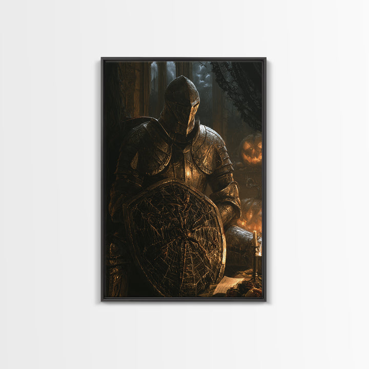 The Spider Knight, Victorian Gothic Art, Vertical Wall Art, Framed Canvas Print, Gothic Wall Decor, Halloween Portrait Art