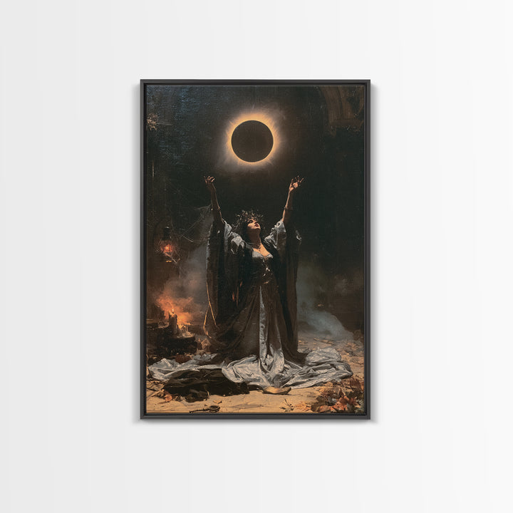 The Moon Priestess, Macabre Victorian Decor, Vertical Wall Art, Canvas Print, Gothic Wall Decor, Halloween Portrait Art, Macabre Wall Art