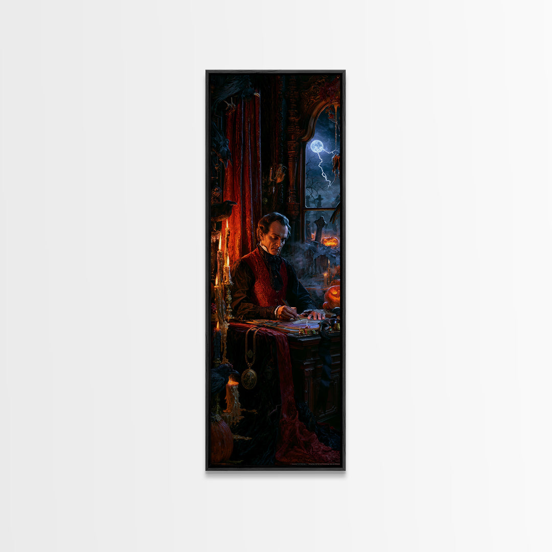 The Royal Coffin Maker, Macabre Victorian Decor, Tall Narrow Wall Art, Canvas Print, Gothic Wall Decor, Halloween Portrait Art