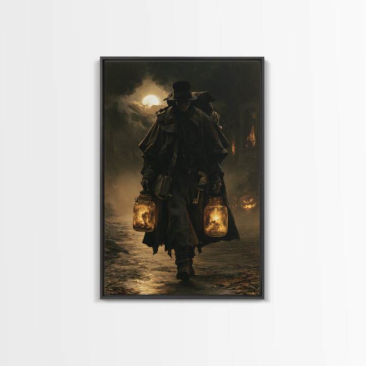 The Soul Collector, Dark Academia Wall Art, Vertical Wall Art, Canvas Print, Gothic Wall Decor, Halloween Portrait Art, Macabre Wall Art