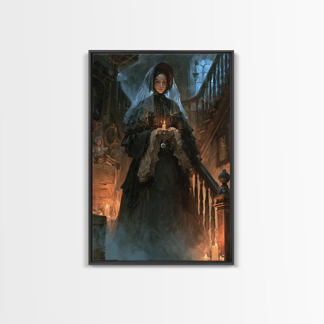 The Cemetery Beekeeper, Dark Academia Wall Art, Vertical Wall Art, Framed Canvas Print, Gothic Wall Decor, Halloween Portrait Art
