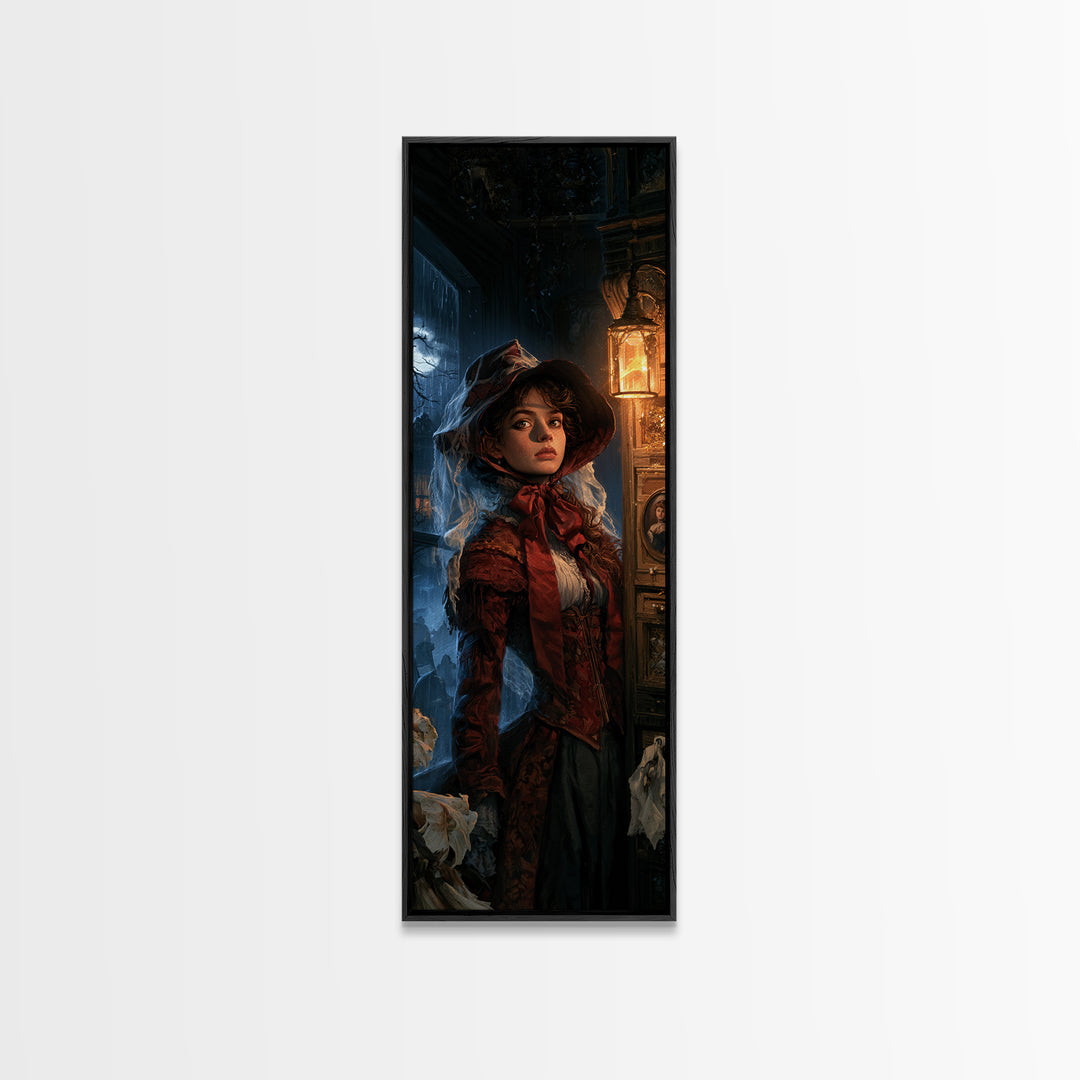 The Cemetery Beekeeper, Macabre Victorian Decor, Tall Narrow Wall Art, Canvas Print, Gothic Wall Decor, Halloween Portrait Art