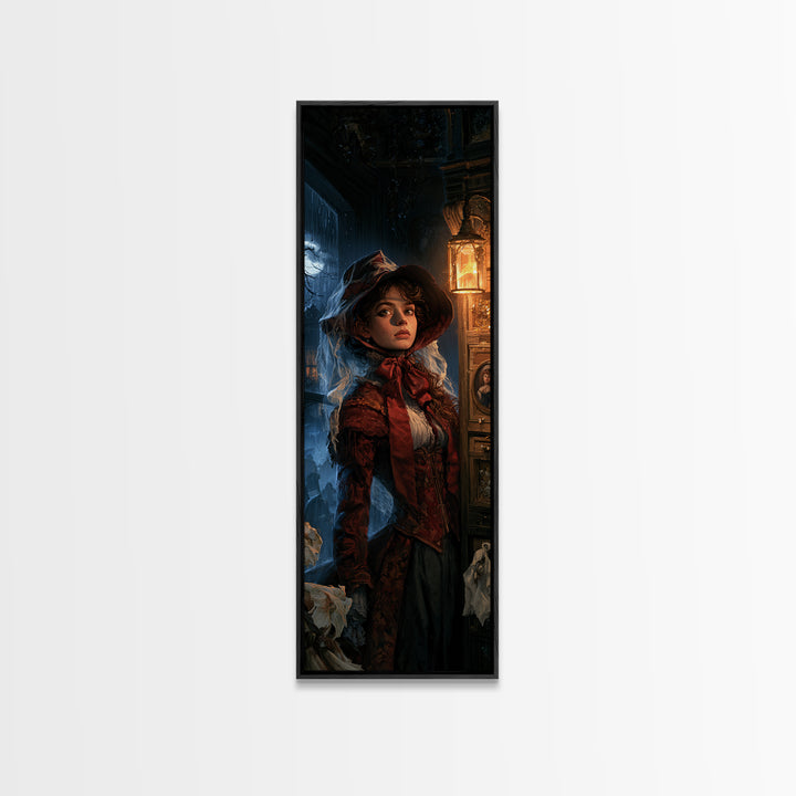 The Cemetery Beekeeper, Macabre Victorian Decor, Tall Narrow Wall Art, Canvas Print, Gothic Wall Decor, Halloween Portrait Art