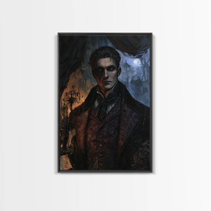 The Ash-Covered Oracle, Antique Gothic Portrait, Vertical Wall Art, Framed Canvas Print, Gothic Wall Decor, Halloween Portrait Art