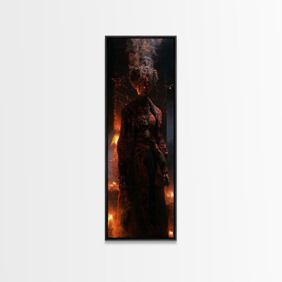The Ash-Covered Oracle, Victorian Gothic Art, Tall Narrow Wall Art, Canvas Print, Gothic Wall Decor, Halloween Portrait Art, Horror Wall Art
