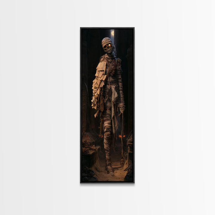 The Mummy Mail Carrier, Victorian Horror Portrait, Tall Narrow Wall Art, Canvas Print, Gothic Wall Decor, Halloween Portrait Art
