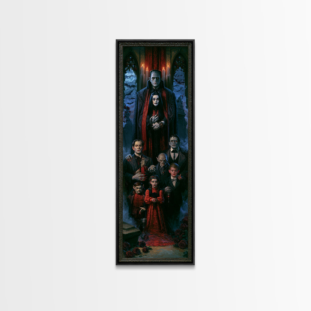 The Monster Family Portrait, Victorian Gothic Art, Tall Narrow Wall Art, Canvas Print, Gothic Wall Decor, Halloween Portrait Art