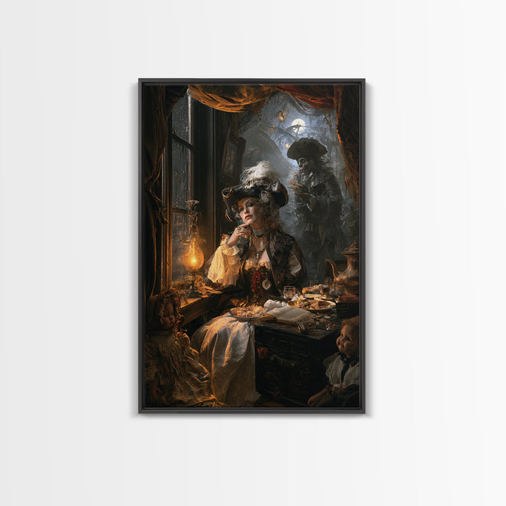 The Ghost Pirate Picnic, Victorian Gothic Art, Vertical Wall Art, Canvas Print, Gothic Wall Decor, Halloween Portrait Art