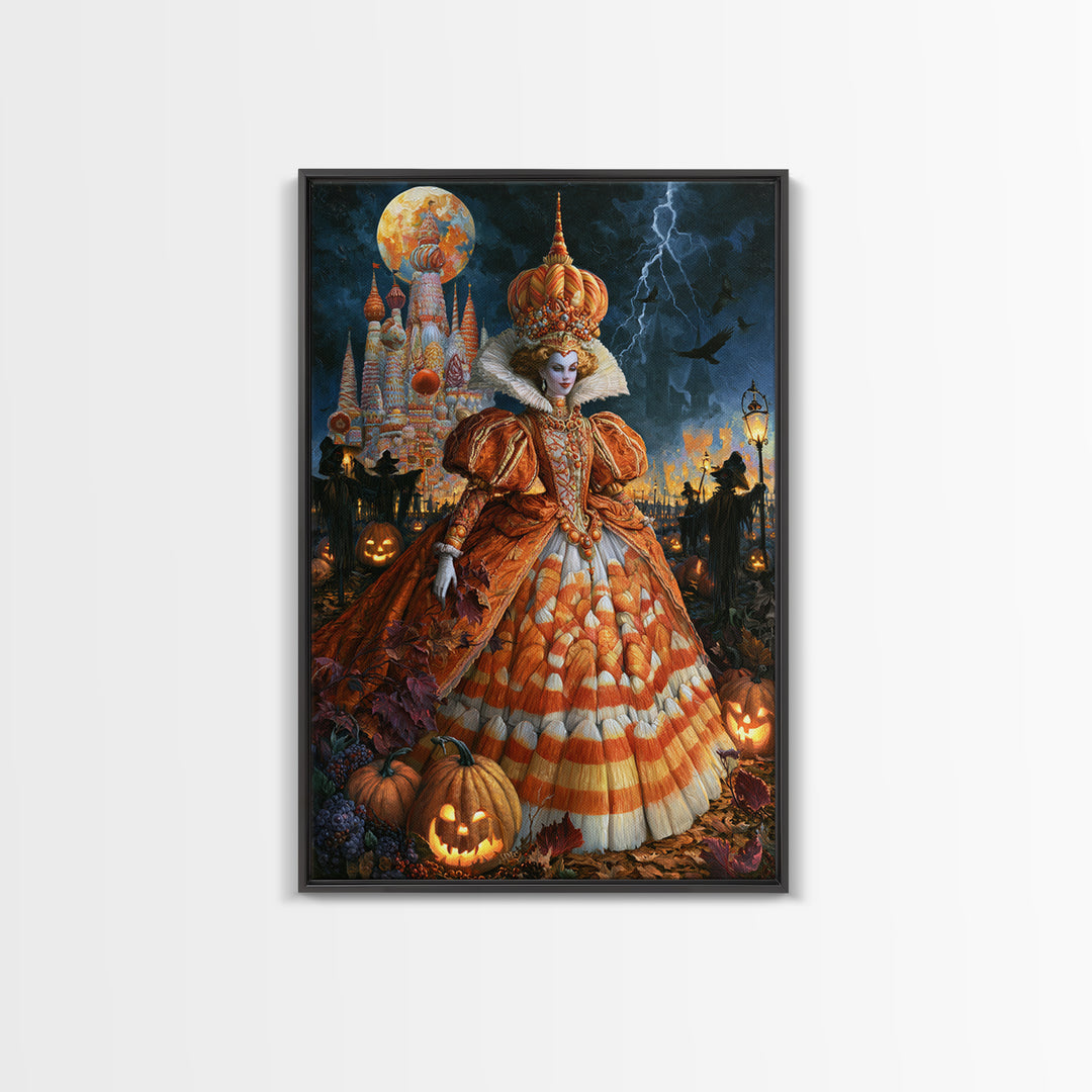 The Candy Corn Kingdom, Victorian Gothic Art, Vertical Wall Art, Canvas Print, Gothic Wall Decor, Halloween Portrait Art, Spooky Wall Decor