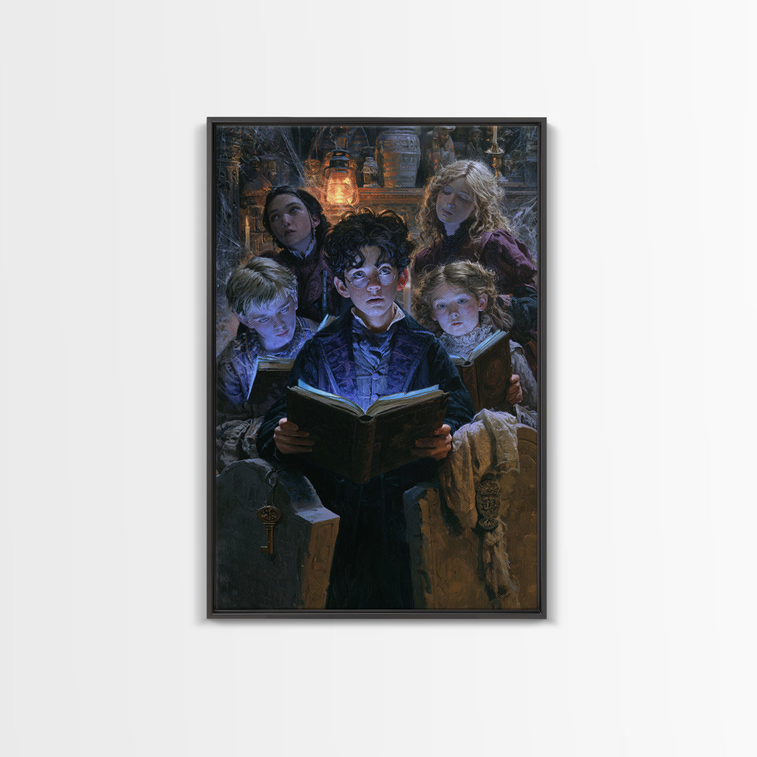 The Graveyard Book Club, Macabre Victorian Decor, Vertical Wall Art, Framed Canvas Print, Gothic Wall Decor, Halloween Portrait Art