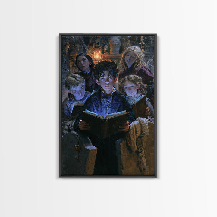 The Graveyard Book Club, Macabre Victorian Decor, Vertical Wall Art, Framed Canvas Print, Gothic Wall Decor, Halloween Portrait Art