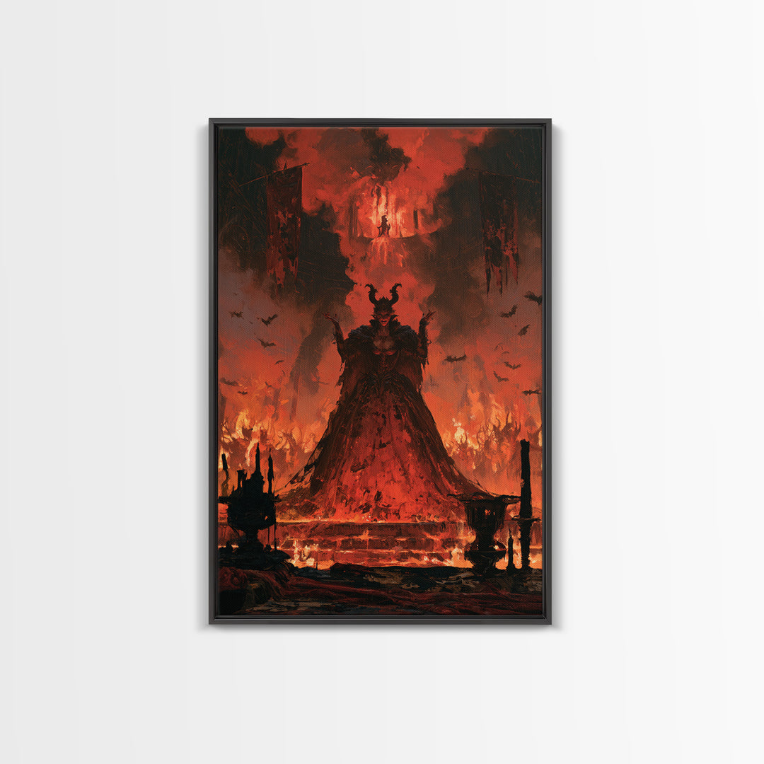The Volcanic Demon Festival, Victorian Gothic Art, Vertical Wall Art, Framed Canvas Print, Gothic Wall Decor, Halloween Portrait Art