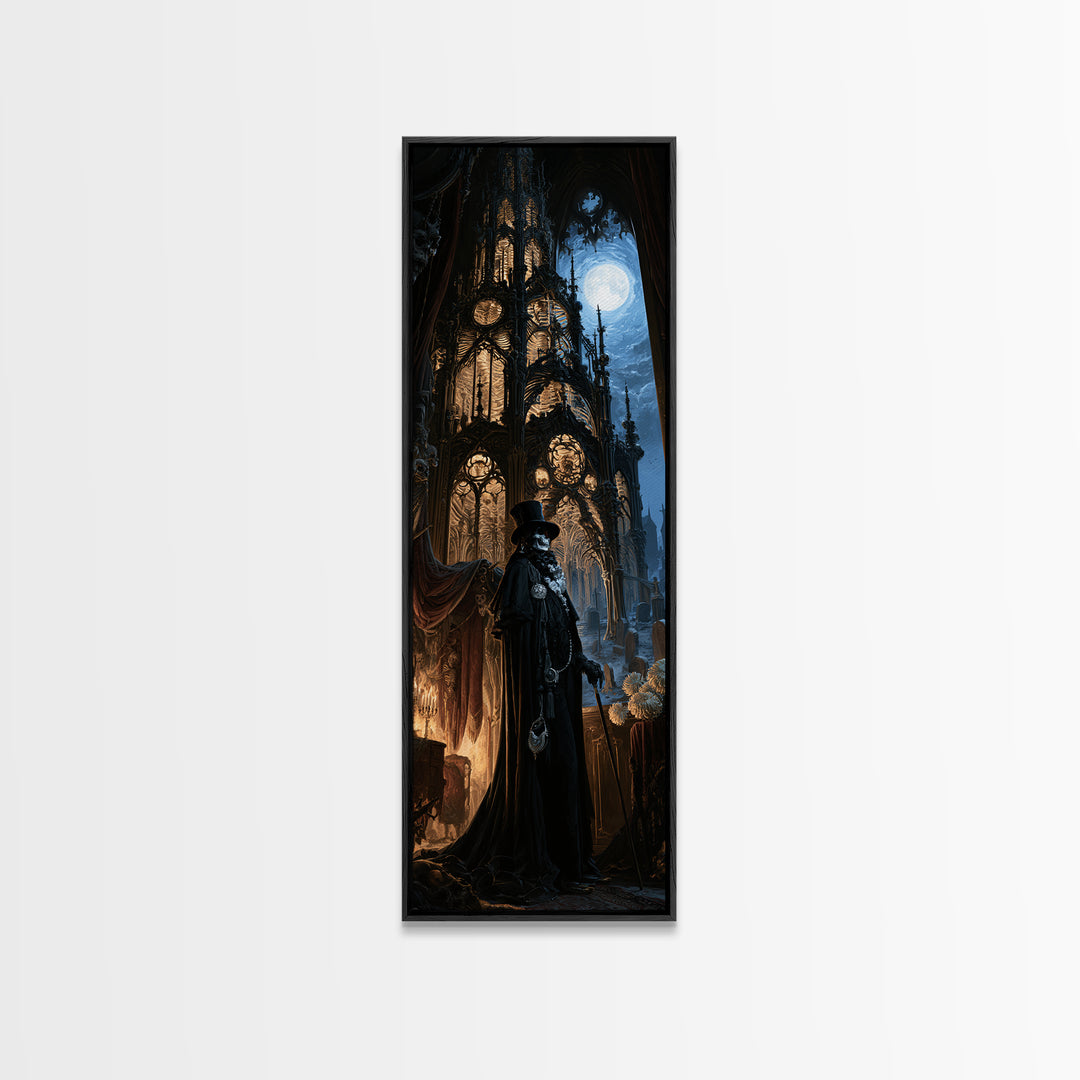 The Cathedral Of Bones, Dark Academia Wall Art, Tall Narrow Wall Art, Canvas Print, Gothic Wall Decor, Halloween Portrait Art
