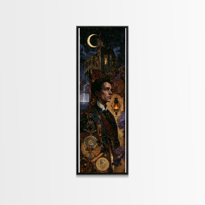 The Last House At The World'S Edge, Victorian Horror Portrait, Tall Narrow Wall Art, Framed Canvas Print, Gothic Wall Decor