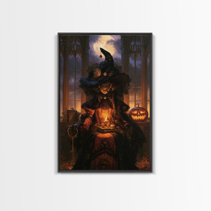 Halloween On Another Planet, Dark Academia Wall Art, Vertical Wall Art, Canvas Print, Gothic Wall Decor, Halloween Portrait Art