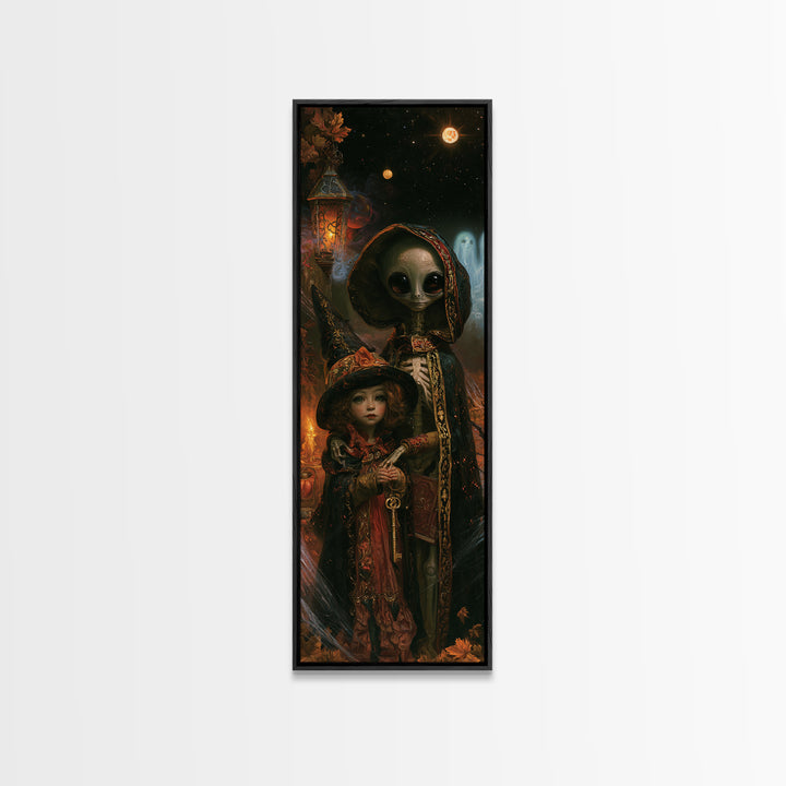 Halloween On Another Planet, Victorian Gothic Art, Tall Narrow Wall Art, Canvas Print, Gothic Wall Decor, Halloween Portrait Art