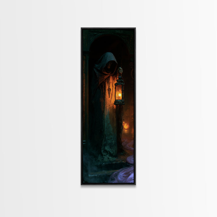 The Lantern-Bearer Of R’Lyeh, Macabre Victorian Decor, Tall Narrow Wall Art, Canvas Print, Gothic Wall Decor, Halloween Portrait Art