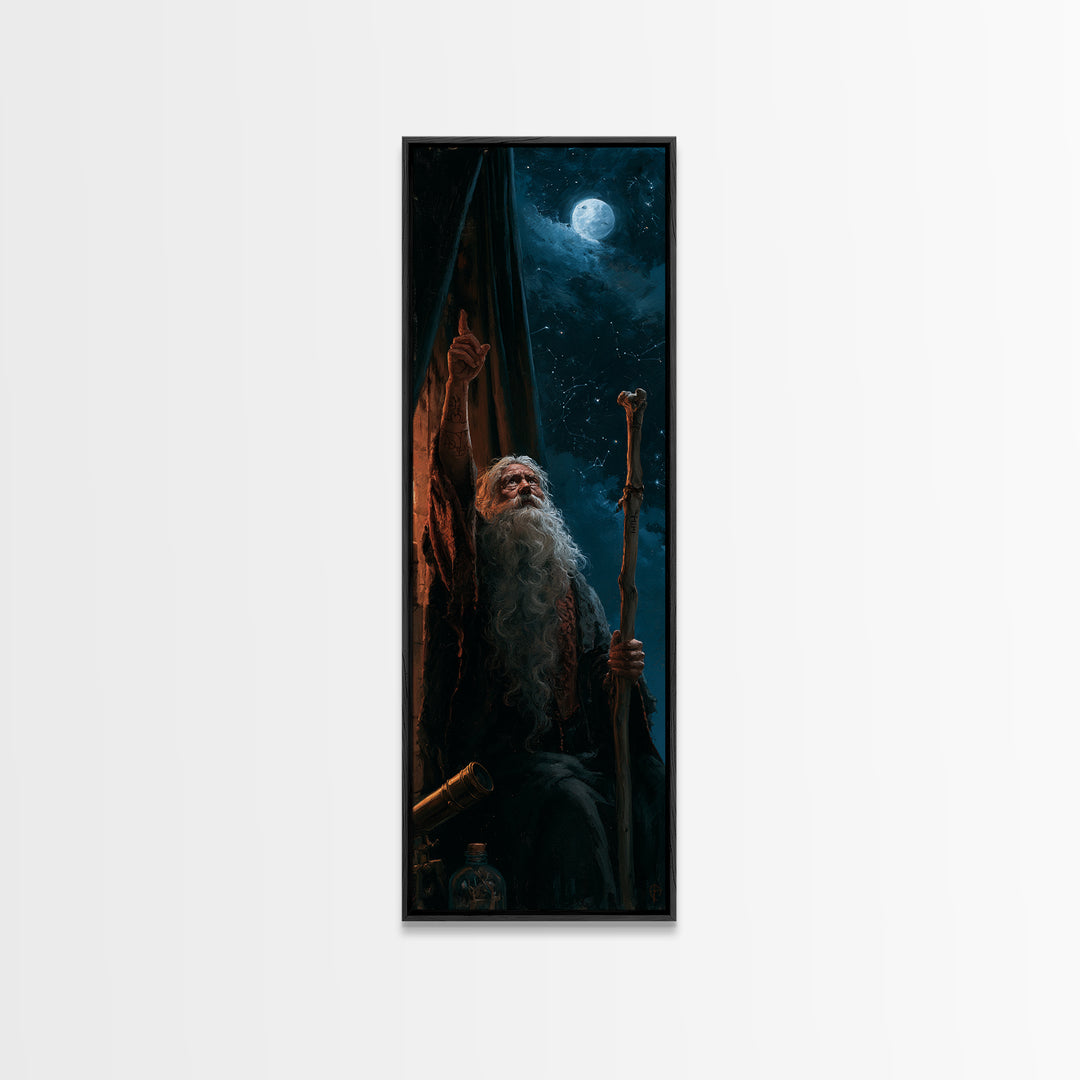 The Star-Seer Of Black Dunwich, Antique Gothic Portrait, Tall Narrow Wall Art, Canvas Print, Gothic Wall Decor, Halloween Portrait Art