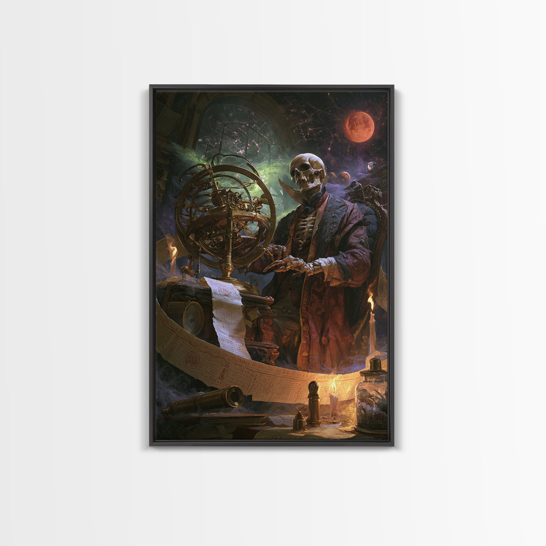 The Astronomer Of The Hollow Sky, Lovecraftian Portrait Art, Vertical Wall Art, Framed Canvas Print, Gothic Wall Decor, Horror Wall Art