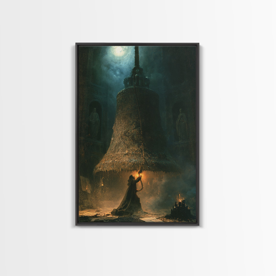 The Bellringer Of The Sunken Cathedral, Dark Academia Wall Art, Vertical Wall Art, Framed Canvas Print, Gothic Wall Decor