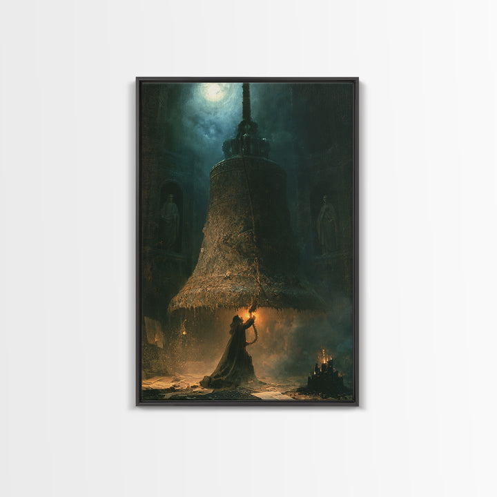 The Bellringer Of The Sunken Cathedral, Dark Academia Wall Art, Vertical Wall Art, Framed Canvas Print, Gothic Wall Decor