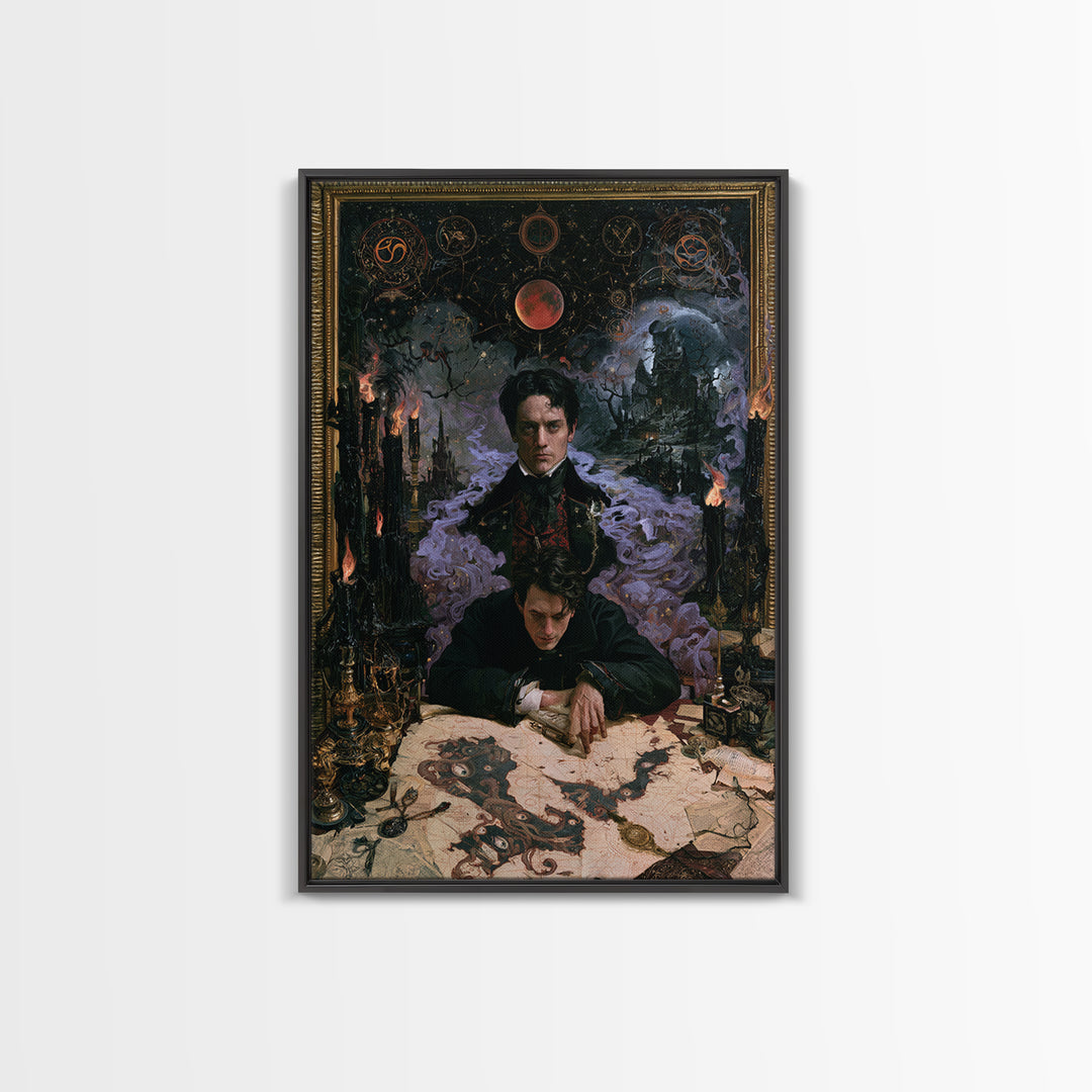 The Mapmaker Of Impossible Shores, Macabre Victorian Decor, Vertical Wall Art, Framed Canvas Print, Gothic Wall Decor, Spooky Wall Decor
