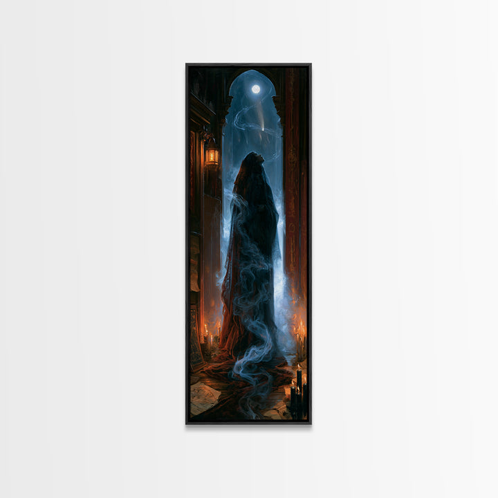 The Widow Of The Whispering Comet, Victorian Gothic Art, Tall Narrow Wall Art, Framed Canvas Print, Gothic Wall Decor, Halloween Decor