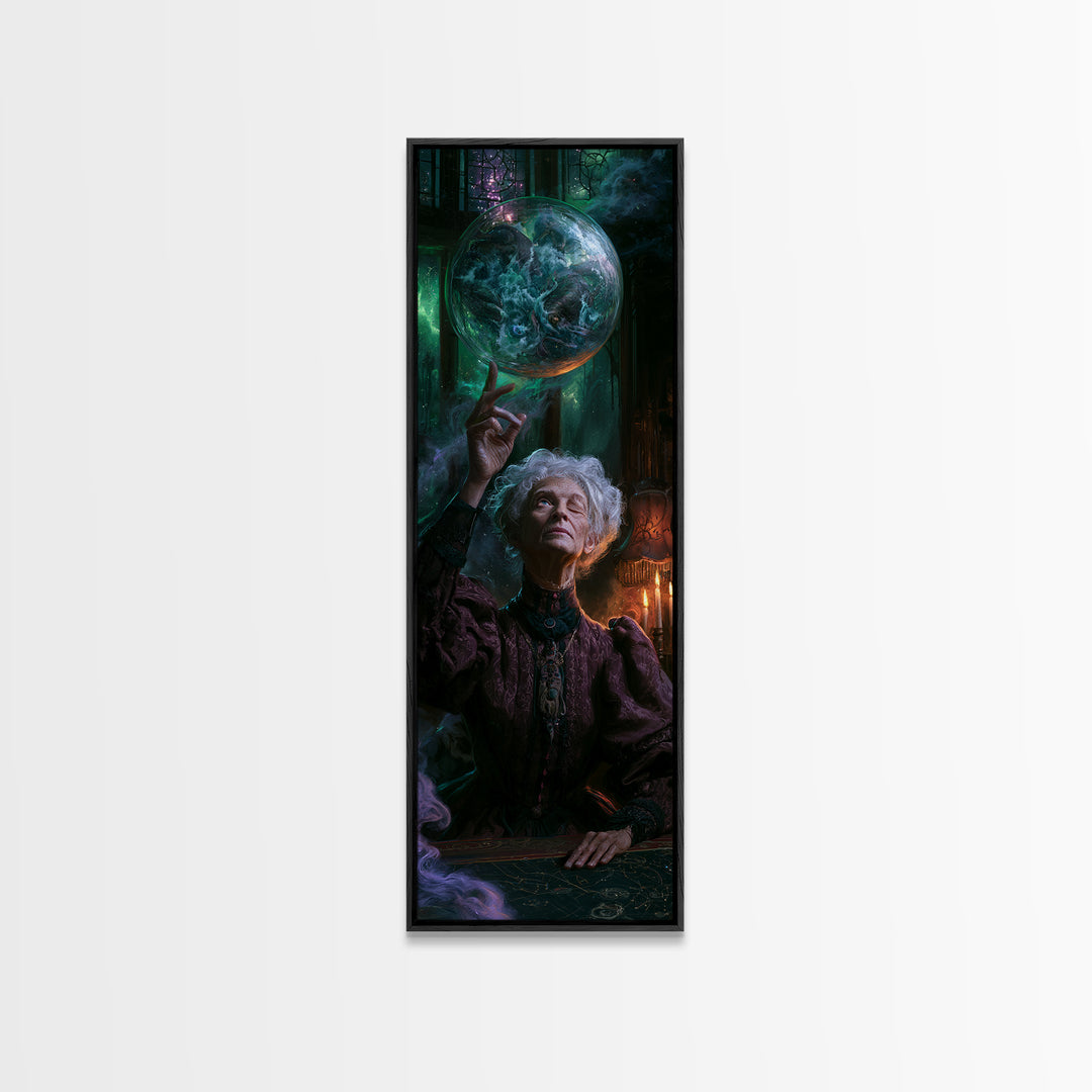 The Oracle Of The Glass Depths, Victorian Gothic Art, Tall Narrow Wall Art, Canvas Print, Gothic Wall Decor, Halloween Portrait Art