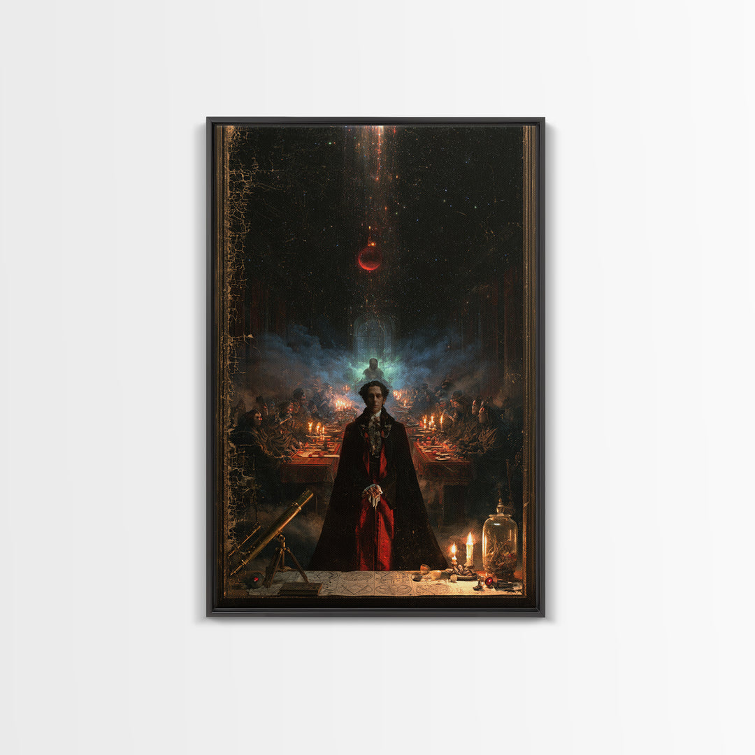 The Feast Of The Pale Cult, Victorian Gothic Art, Vertical Wall Art, Framed Canvas Print, Gothic Wall Decor, Halloween Portrait Art