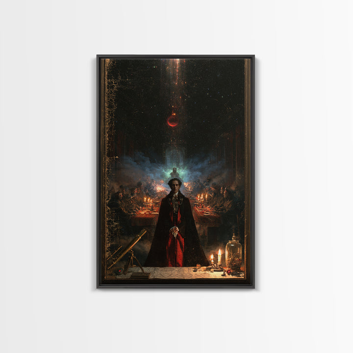 The Feast Of The Pale Cult, Victorian Gothic Art, Vertical Wall Art, Framed Canvas Print, Gothic Wall Decor, Halloween Portrait Art