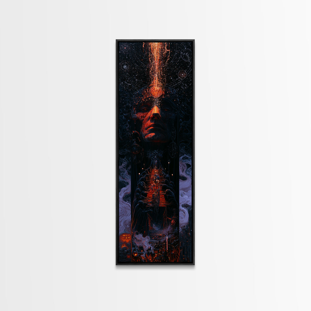 The Feast Of The Pale Cult, Dark Academia Wall Art, Tall Narrow Wall Art, Framed Canvas Print, Gothic Wall Decor, Halloween Portrait Art