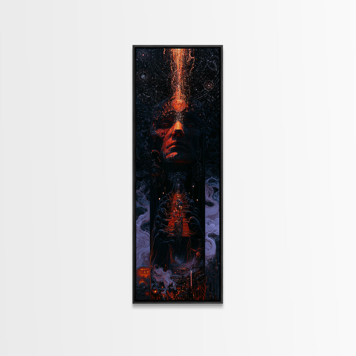 The Feast Of The Pale Cult, Dark Academia Wall Art, Tall Narrow Wall Art, Framed Canvas Print, Gothic Wall Decor, Halloween Portrait Art
