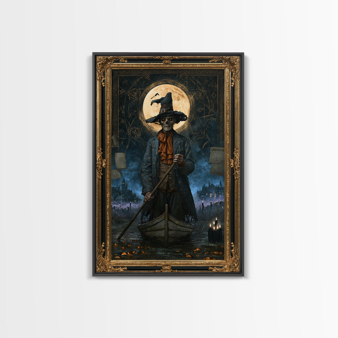 The Ferryman Of The Outer Marsh, Victorian Gothic Art, Vertical Wall Art, Canvas Print, Gothic Wall Decor, Halloween Portrait Art