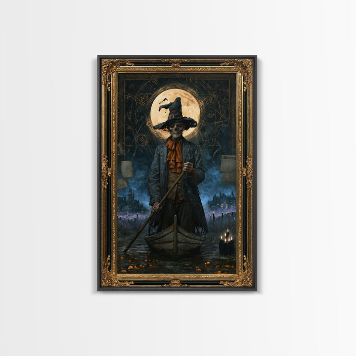 The Ferryman Of The Outer Marsh, Victorian Gothic Art, Vertical Wall Art, Canvas Print, Gothic Wall Decor, Halloween Portrait Art
