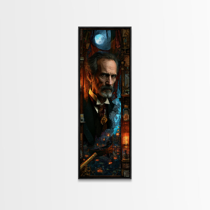 The Ferryman Of The Outer Marsh, Victorian Gothic Art, Tall Narrow Wall Art, Framed Canvas Print, Gothic Wall Decor, Halloween Portrait Art
